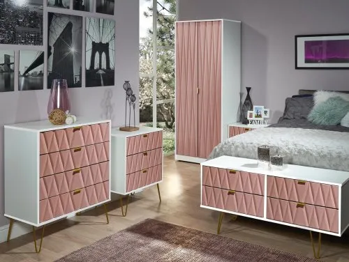 Welcome Diamond Kobe Pink and White Assembled Bedroom Furniture Welcome Diamond Kobe Pink and White Assembled Bedroom Furniture