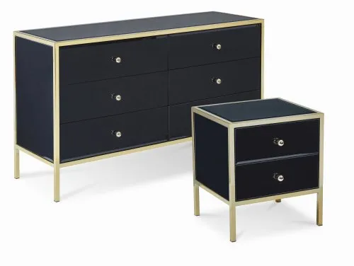 Birlea Fenwick Black Glass and Gold Assembled Bedroom Furniture Birlea Fenwick Black Glass and Gold Assembled Bedroom Furniture