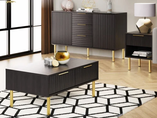 GFW Nervata Black and Gold Living Room Furniture GFW Nervata Black and Gold Living Room Furniture