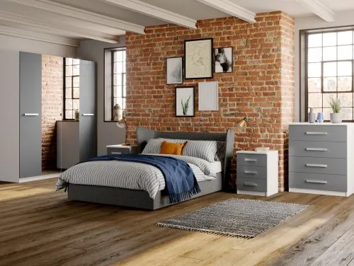 Harmony Moritz Grey High Gloss and White Bedroom Furniture Harmony Moritz Grey High Gloss and White Bedroom Furniture