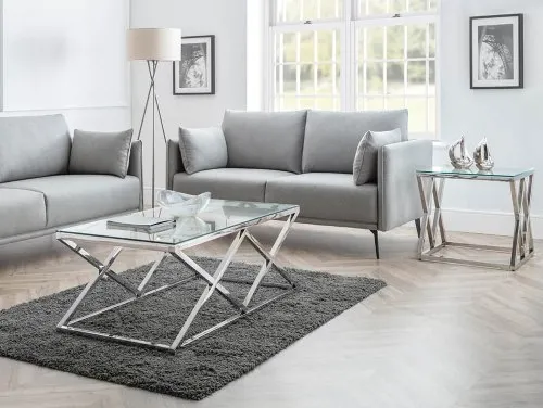Julian Bowen Biarritz Glass and Chrome Living Room Furniture Julian Bowen Biarritz Glass and Chrome Living Room Furniture