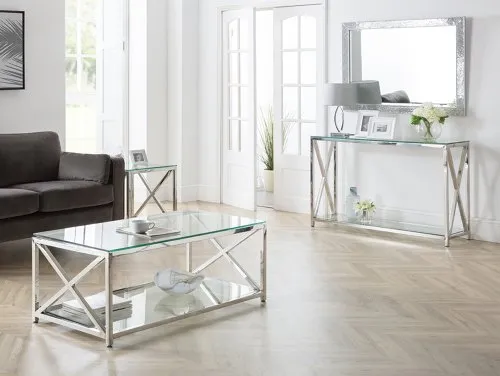 Julian Bowen Miami Glass and Chrome Living Room Furniture Julian Bowen Miami Glass and Chrome Living Room Furniture