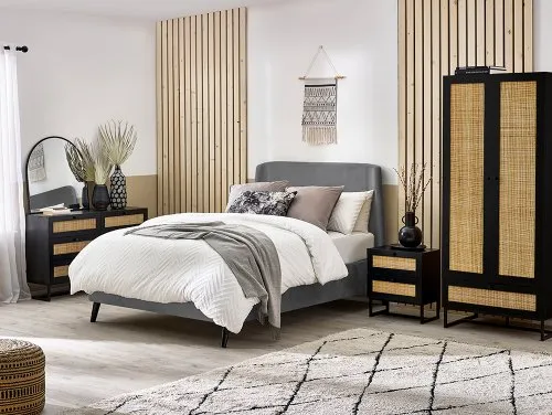 Julian Bowen Padstow Black and Rattan Flat Packed Bedroom Furniture Julian Bowen Padstow Black and Rattan Flat Packed Bedroom Furniture