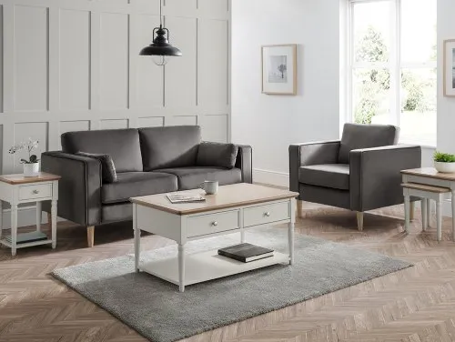 Julian Bowen Provence Grey and Oak Assembled Living Room Furniture Julian Bowen Provence Grey and Oak Assembled Living Room Furniture
