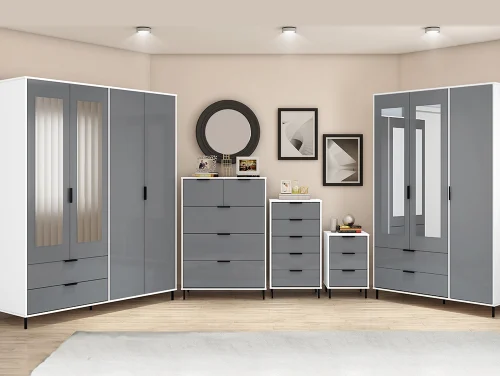Seconique Madrid Grey Gloss and White Bedroom Furniture Seconique Madrid Grey Gloss and White Bedroom Furniture