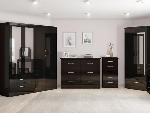 Seconique Nevada Black Gloss Bedroom Furniture Seconique Nevada Black Gloss Bedroom Furniture