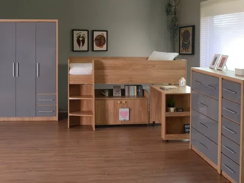 Seconique Seville Grey High Gloss and Oak Bedroom Furniture Seconique Seville Grey High Gloss and Oak Bedroom Furniture