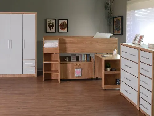 Seconique Seville White High Gloss and Oak Bedroom Furniture Seconique Seville White High Gloss and Oak Bedroom Furniture