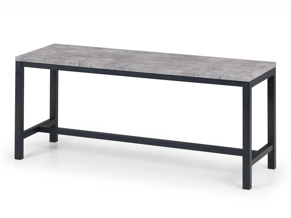 Julian Bowen Julian Bowen Staten 120cm Concrete Effect Dining Table with 2 Black Chairs and Bench Set