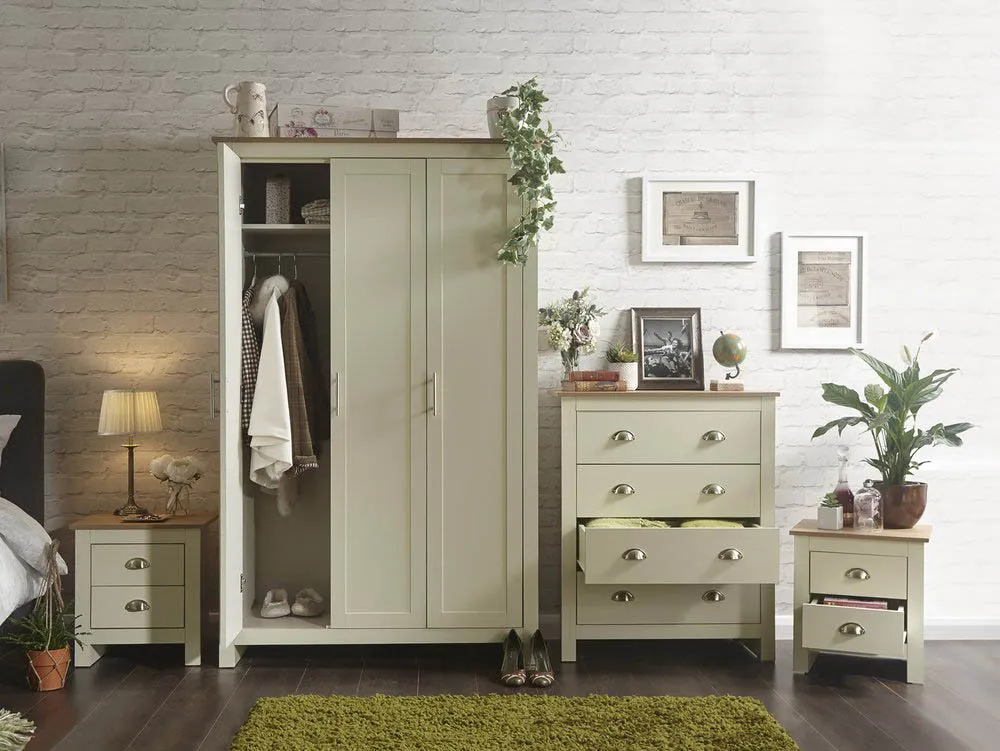 GFW GFW Lancaster Cream and Oak 4 Piece Bedroom Furniture Package