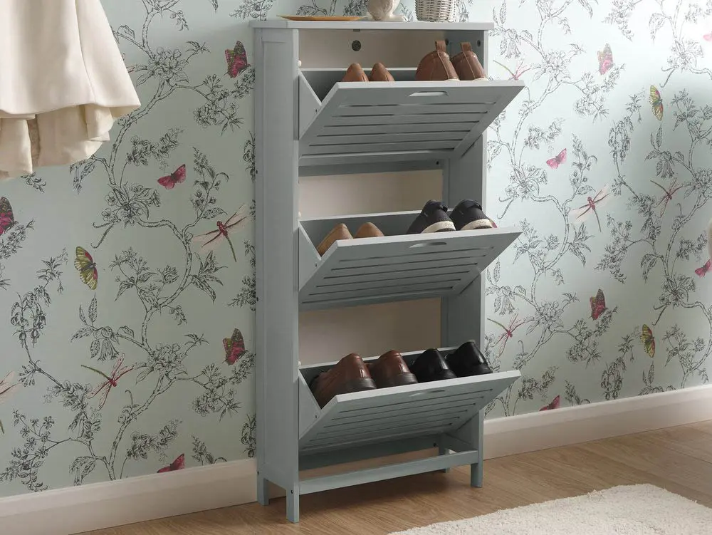 GFW GFW Bergen Grey 3 Tier Shoe Cabinet