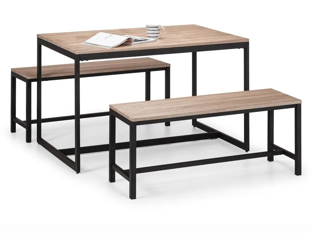 Julian Bowen Julian Bowen Tribeca Sonoma Oak Dining Table and 2 Bench Set