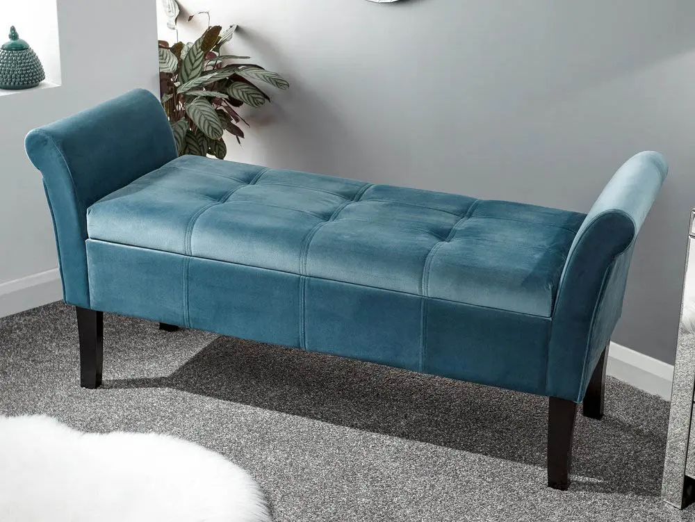 GFW GFW Osborne Teal Fabric Ottoman Storage Bench