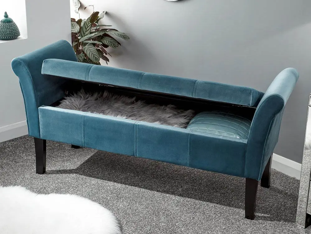 GFW GFW Osborne Teal Fabric Ottoman Storage Bench