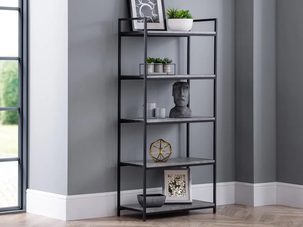 Julian Bowen Julian Bowen Staten Concrete Effect 5 Tier Tall Bookcase