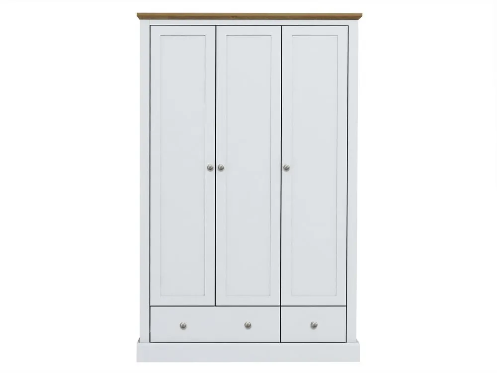 LPD LPD Devon 3 Door 2 Drawer White and Oak Triple Wardrobe