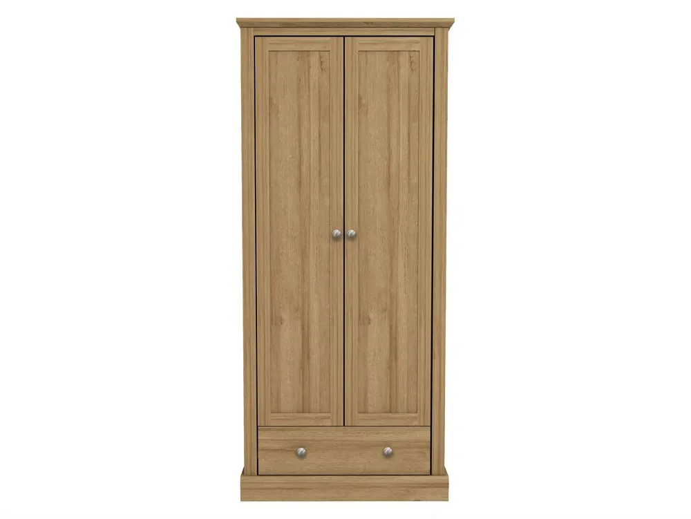 LPD LPD Devon 2 Door 1 Drawer Oak Double Wardrobe