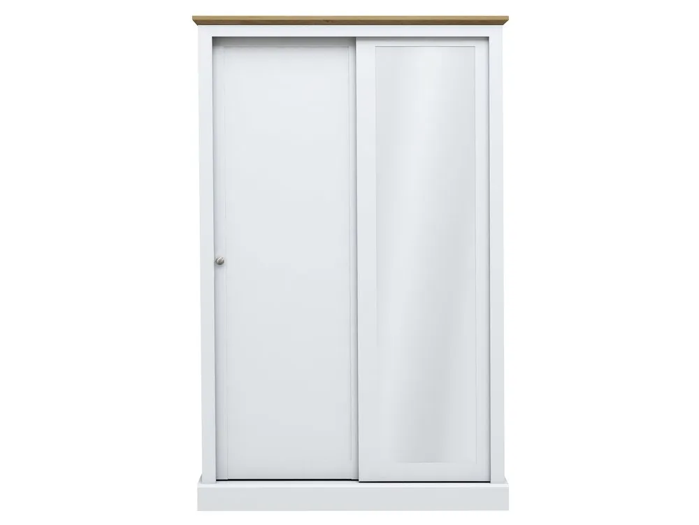 LPD LPD Devon White and Oak Sliding Door Mirrored Double Wardrobe