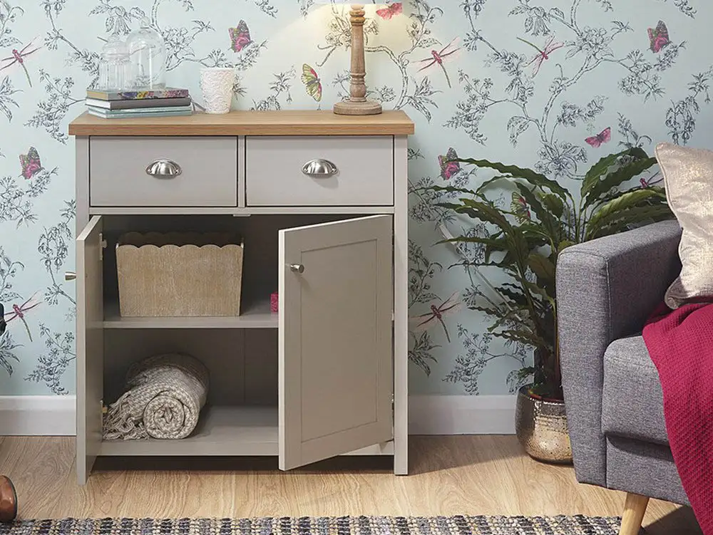 GFW GFW Lancaster Grey and Oak 2 Door 2 Drawer Compact Sideboard