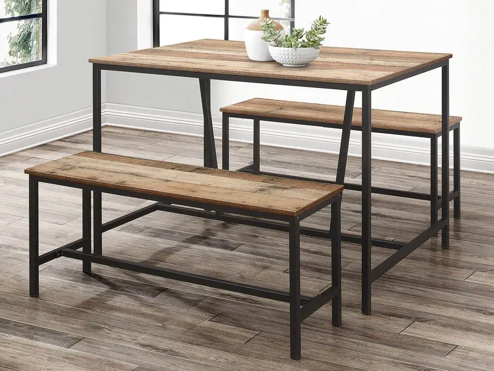 Birlea Furniture & Beds Birlea Urban Rustic Dining Table and 2 Bench Set