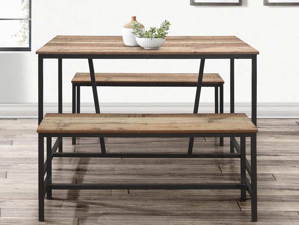 Birlea Furniture & Beds Birlea Urban Rustic Dining Table and 2 Bench Set