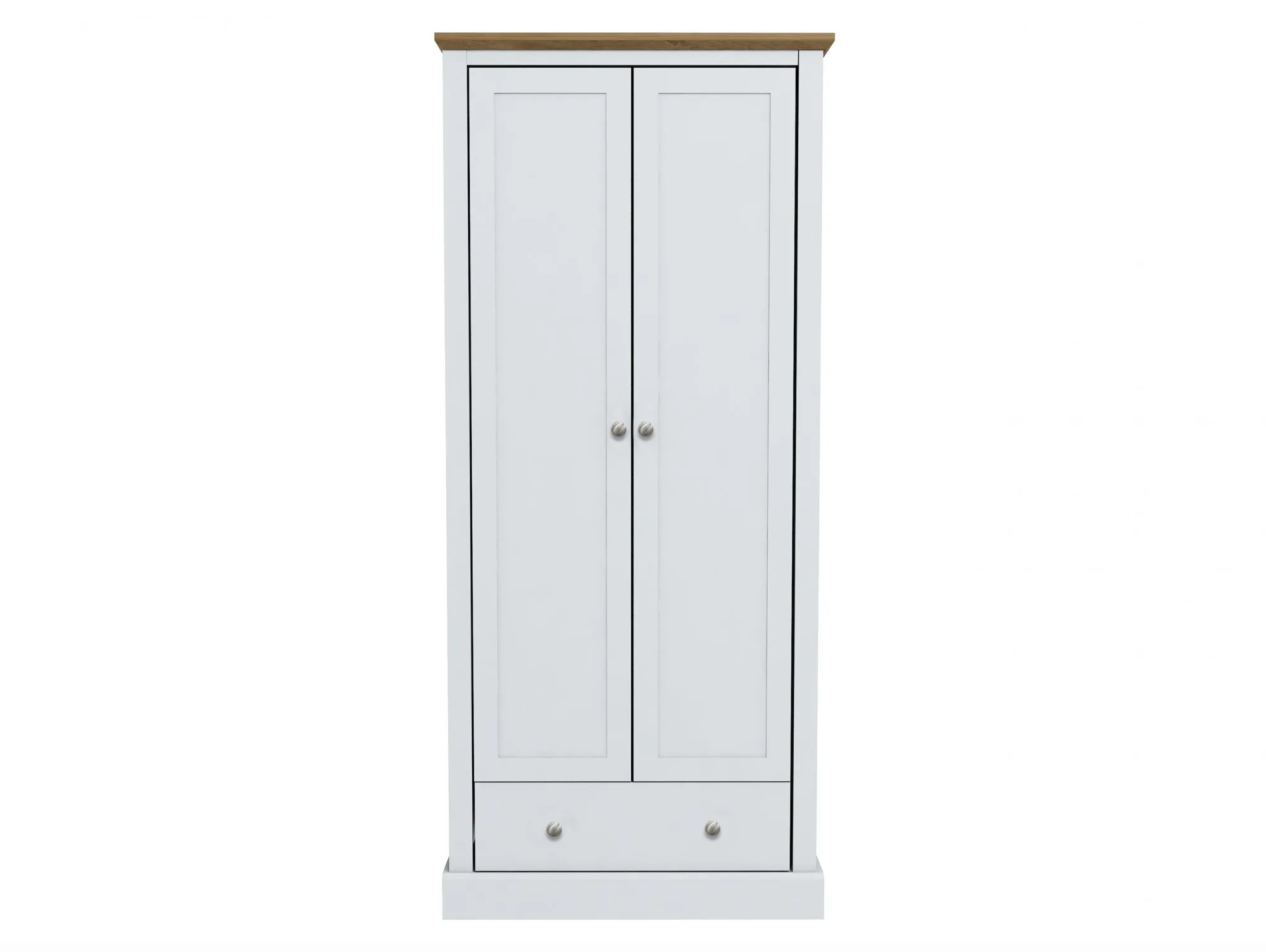 LPD LPD Devon 2 Door 1 Drawer White and Oak Double Wardrobe