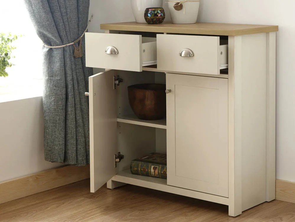 GFW GFW Lancaster Cream and Oak 2 Door 2 Drawer Compact Sideboard