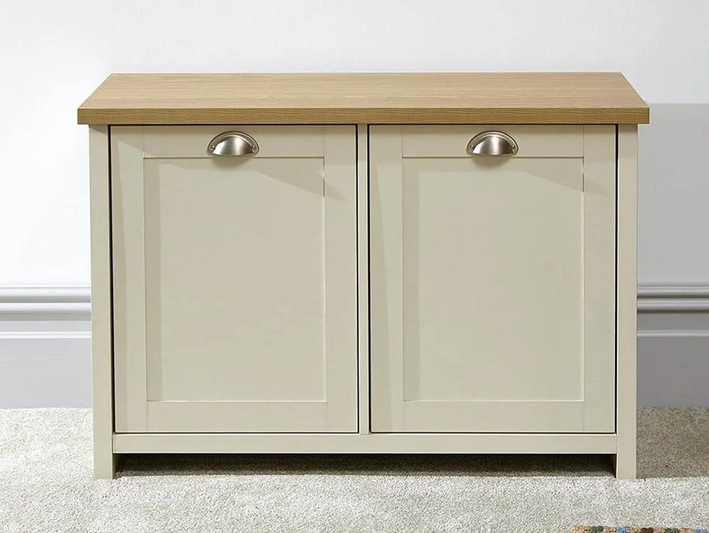 GFW GFW Lancaster Cream and Oak 2 Door Shoe Cabinet