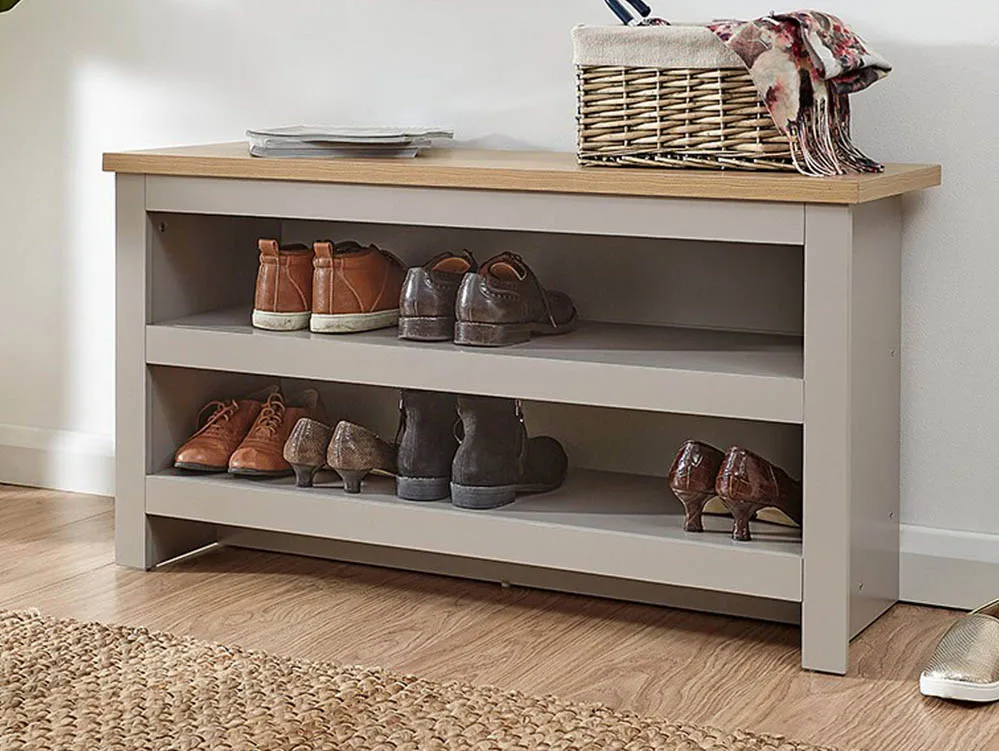 GFW GFW Lancaster Grey and Oak Simple Shoe Bench