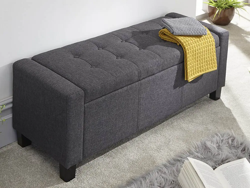 GFW GFW Verona Charcoal Grey Fabric Ottoman Storage Bench