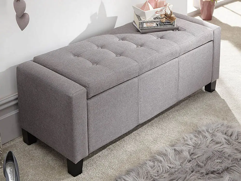 GFW GFW Verona Grey Fabric Ottoman Storage Bench