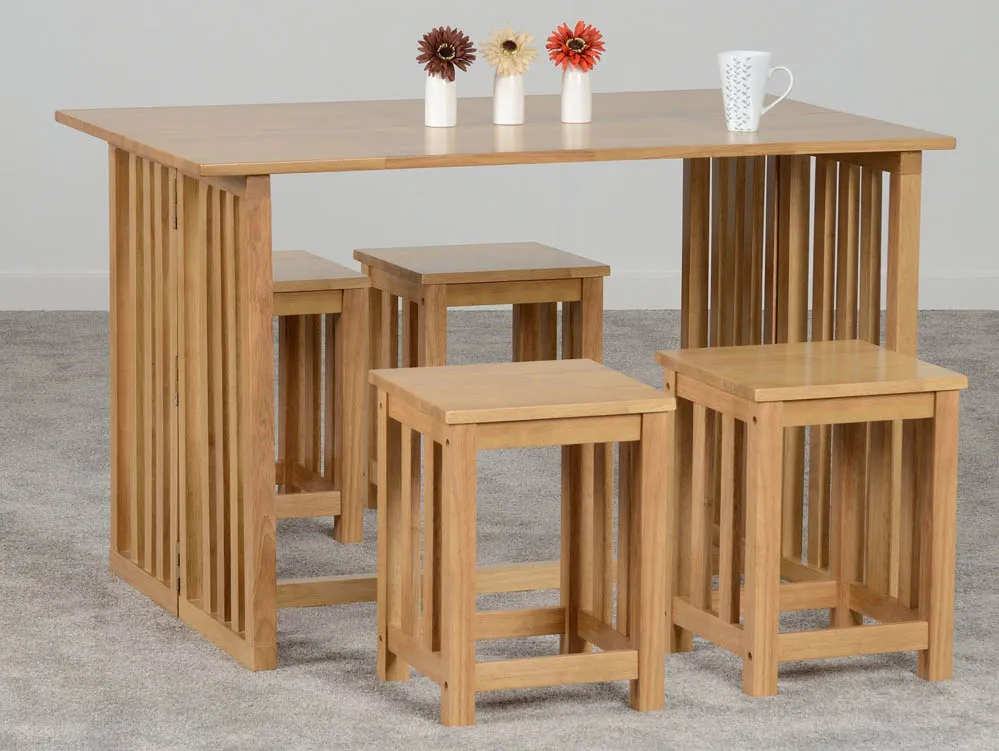 Seconique Seconique Richmond Oak Foldaway Extending Dining Table and 4 Stool Set