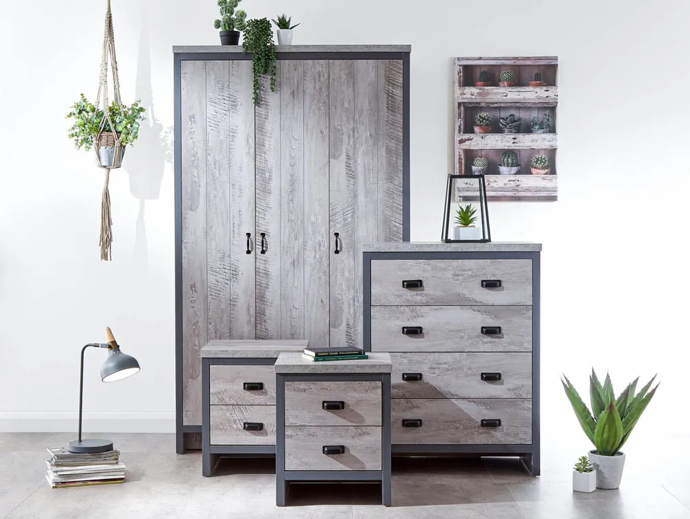 GFW GFW Boston Grey 4 Piece Bedroom Furniture Package