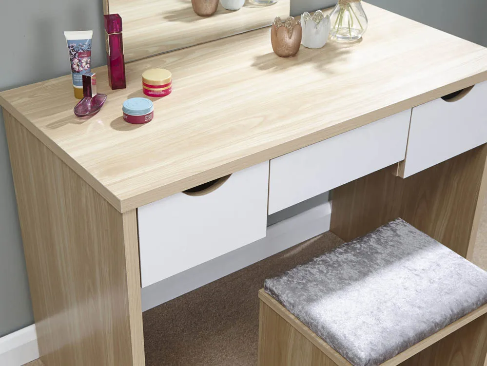 GFW GFW Elizabeth Oak and White Dressing Table and Stool