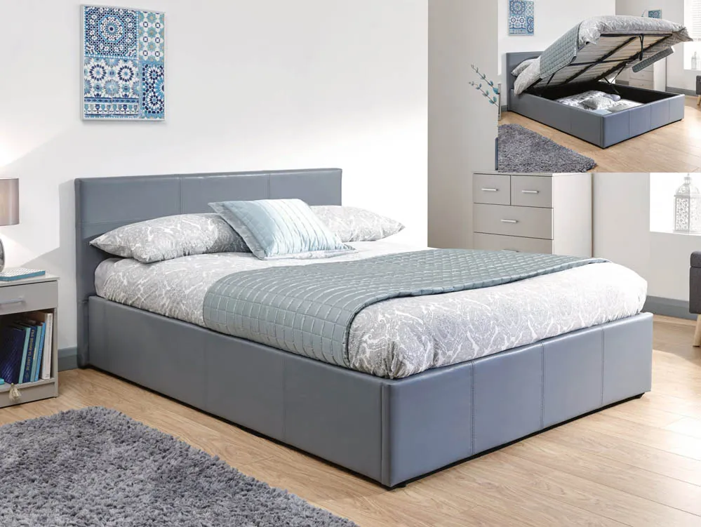 GFW GFW Ecuador 5ft King Size Grey Faux Leather End Lift Ottoman Bed Frame