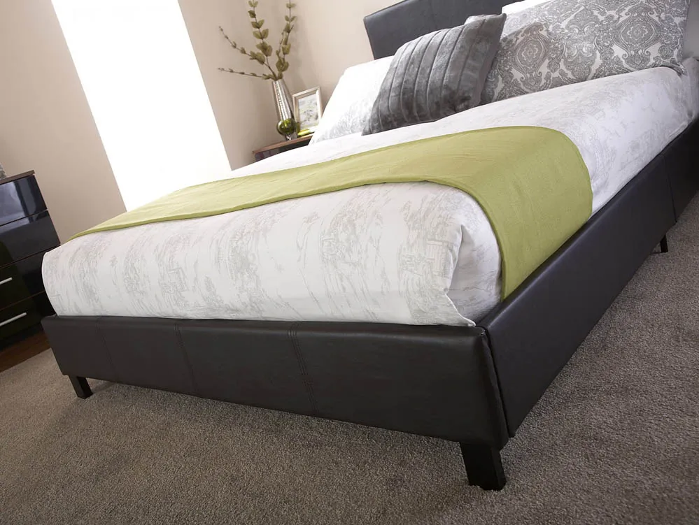 GFW GFW Bed in a Box 4ft6 Double Black Faux Leather Bed Frame