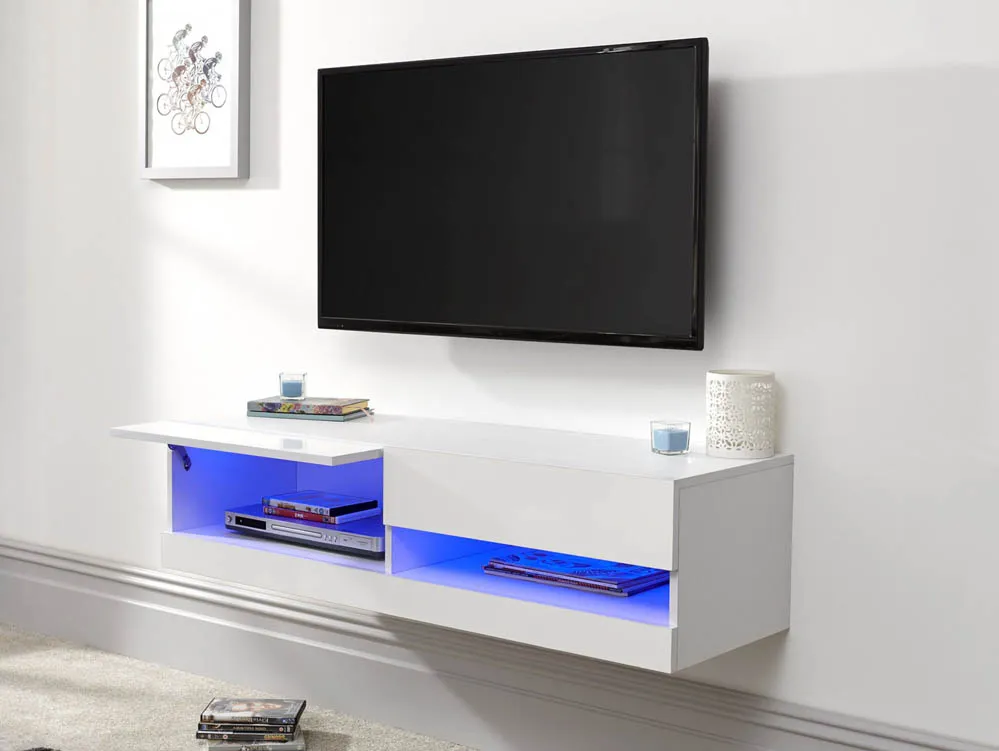 GFW GFW Galicia 150cm White Wall TV Cabinet With LED Lighting