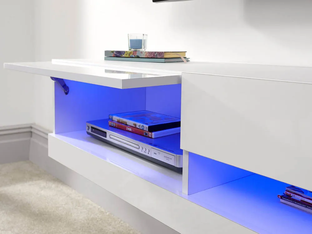 GFW GFW Galicia 150cm White Wall TV Cabinet With LED Lighting