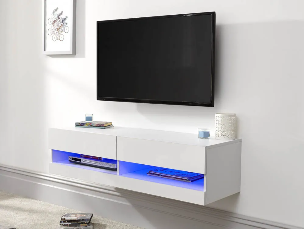 GFW GFW Galicia 180cm White Wall TV Cabinet With LED Lighting