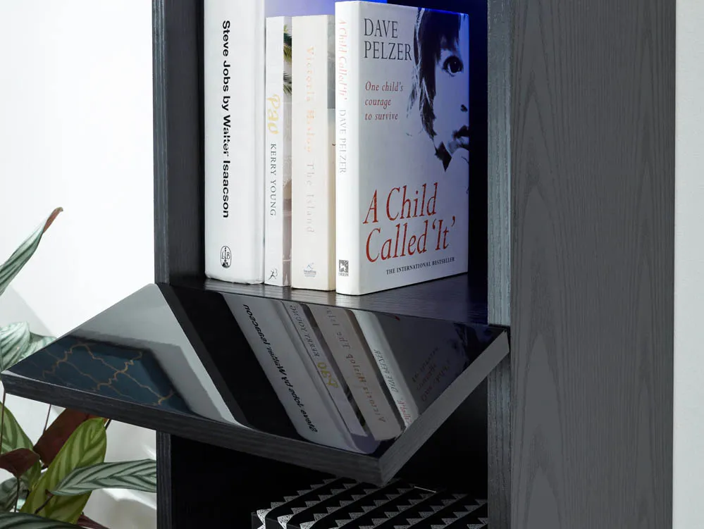 GFW GFW Galicia Black Tall Shelf Unit With LED Lighting