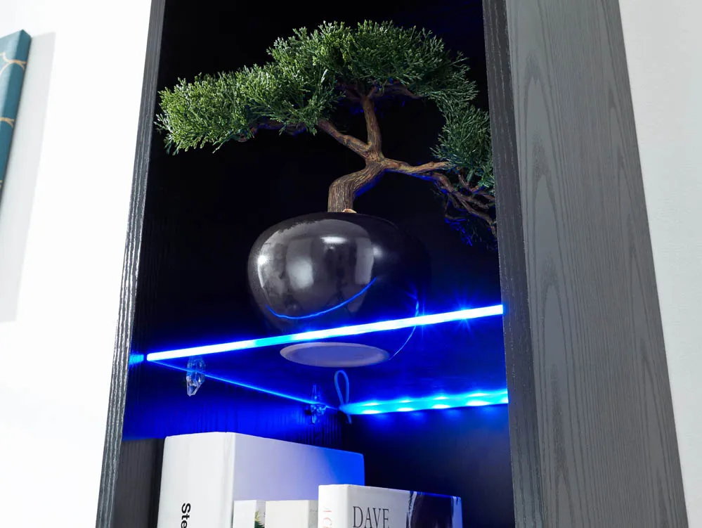 GFW GFW Galicia Black Tall Shelf Unit With LED Lighting