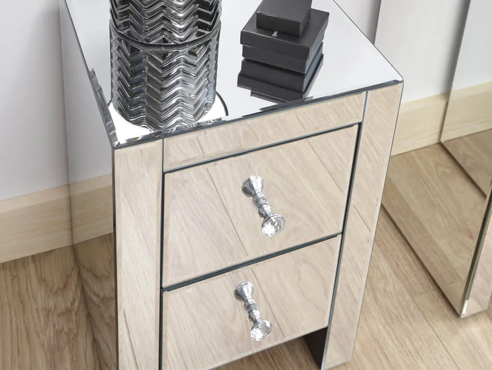 GFW GFW Atlantic 2 Drawer Narrow Mirrored Bedside Table (Assembled)