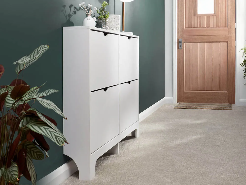 GFW GFW Osaka White 4 Drawer Narrow Shoe Cabinet