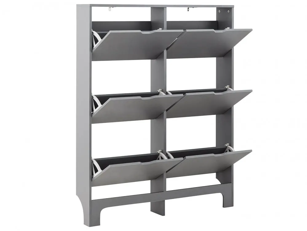 GFW GFW Osaka Grey 6 Drawer Narrow Shoe Cabinet