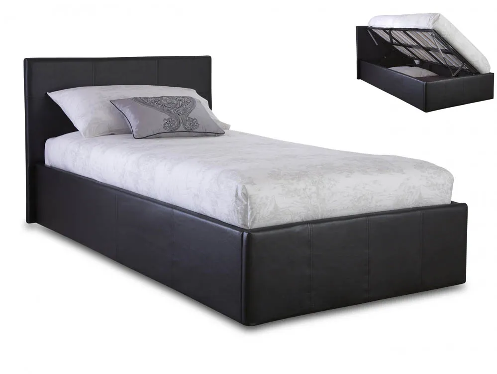 GFW GFW Ecuador 3ft Single Black Faux Leather Side Lift Ottoman Bed Frame