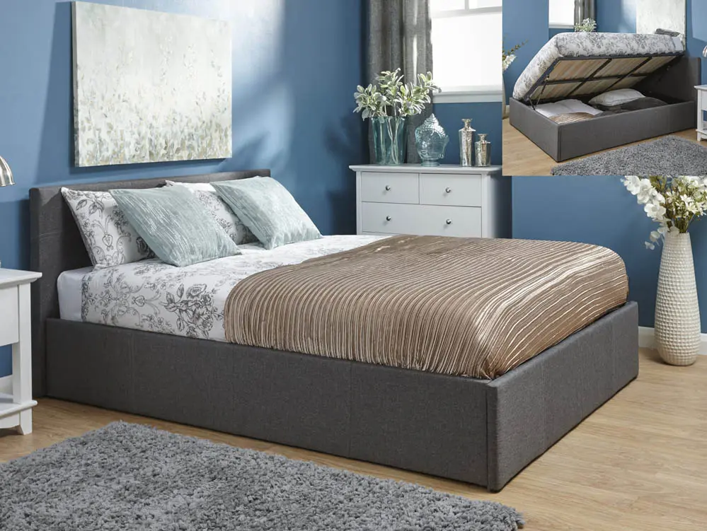 GFW GFW Ecuador 5ft King Size Grey Hopsack Fabric Side Lift Ottoman Bed Frame