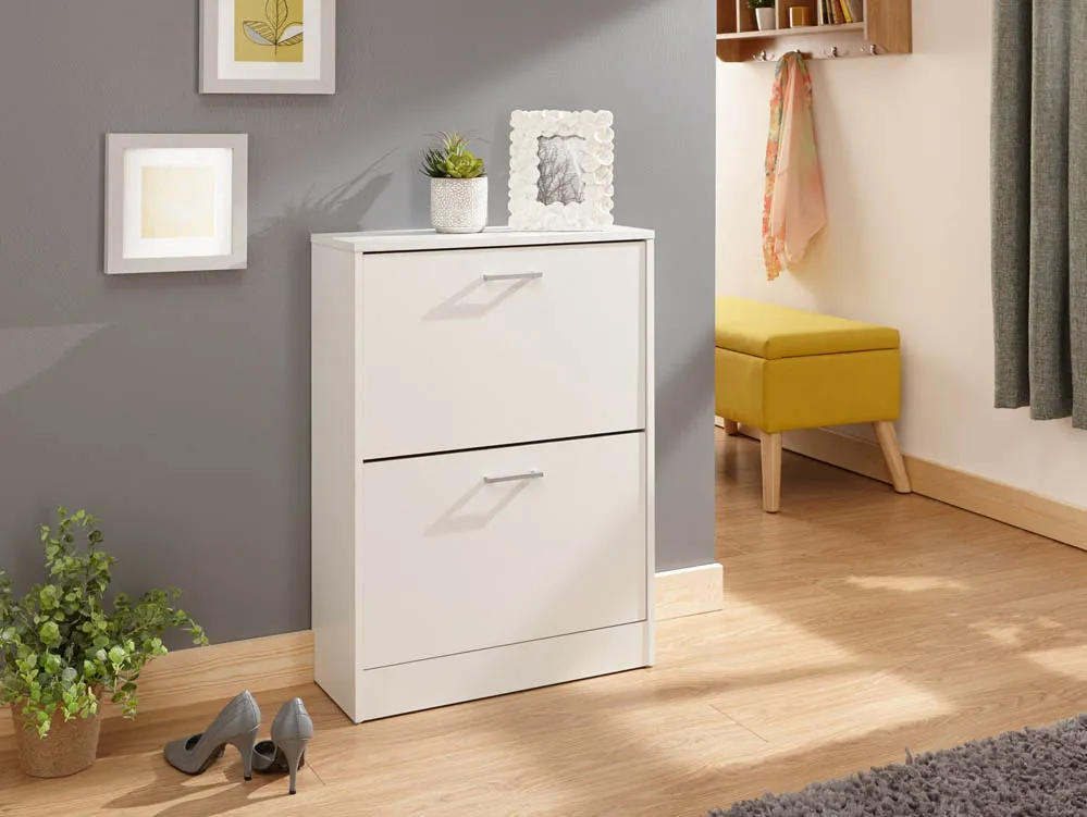 GFW GFW Stirling White 2 Tier Shoe Cabinet