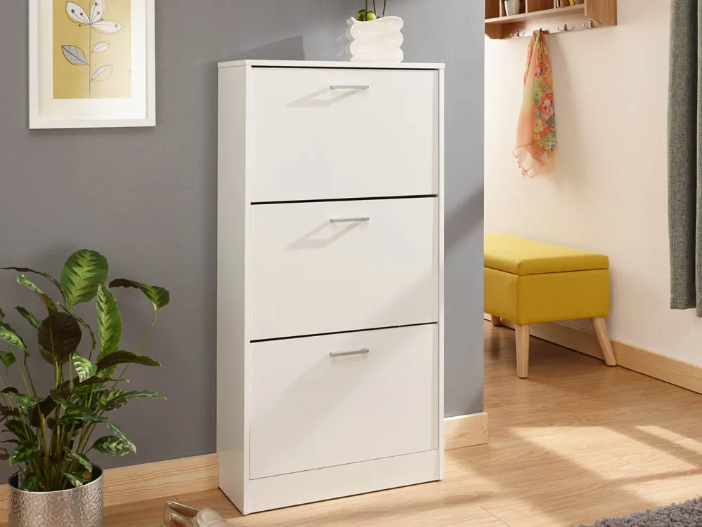 GFW GFW Stirling White 3 Tier Shoe Cabinet