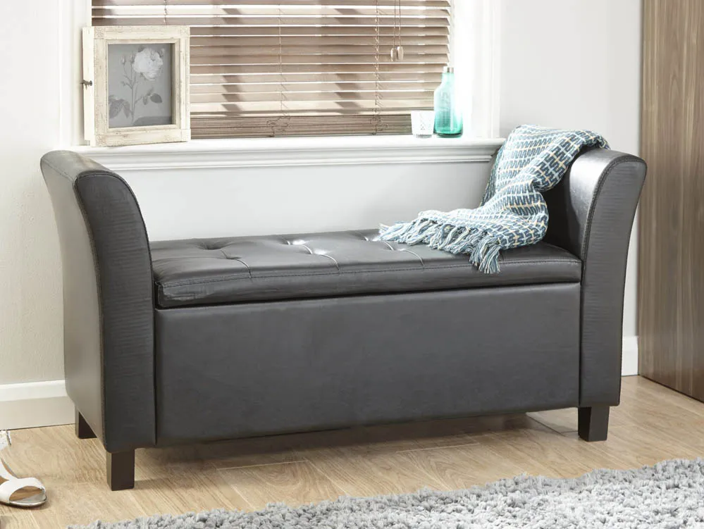 GFW GFW Verona Black Faux Leather Ottoman Window Seat