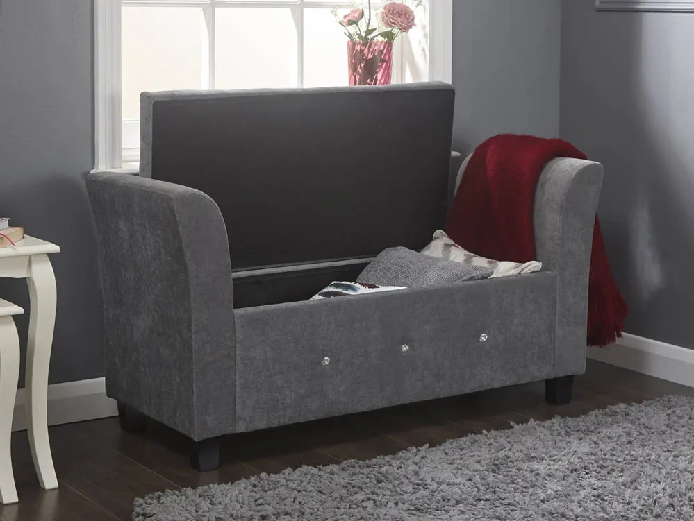 GFW GFW Verona Grey Chenille and Diamante Fabric Ottoman Window Seat